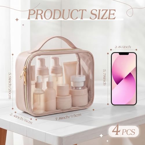 Abbylike 4 Pcs Clear Makeup Bags with Handles, Nude Tonal Combinations by Abbylike - Used condition - Image 3