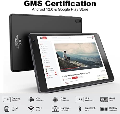 TJD 7.5 Inch Android Tablet, Android 10, 2GB RAM 32GB ROM, 2MP+5MP Dual Camera, Quad-Core Processor, 1440x1080 IPS Touch Screen Wi-Fi Bluetooth Google Certified 3500mAh PC MT-750QU Blue Red