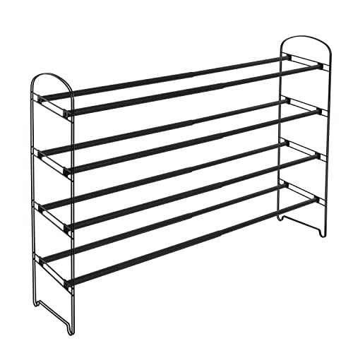 Seville Classics Expandable And Adjustable Shoe Rack Organizer, For Bedroom, Closet, Entryway, Hallway, Black, 4-Tier #TOP6