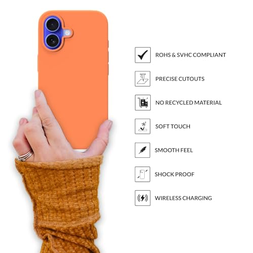 Image of SPRIG Compatible with iPhone 16 Premium SilkMag (Liquid Silicone Magnetic) Back Cover Drop Tested Shock Proof Mobile Case for Men, Women, Boys and Girls with Camera Protection (Light Orange)