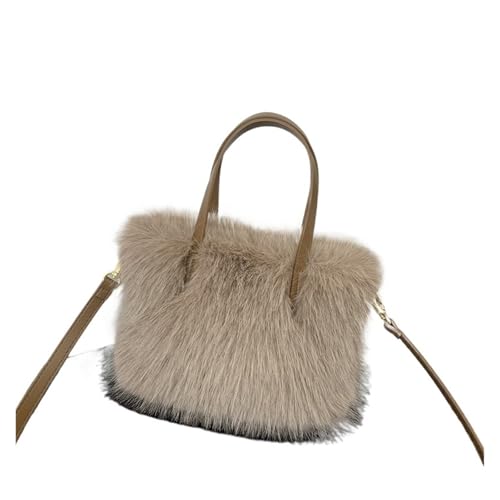 KJBDQQH Bolso Pelo Bolsos de invierno for mujer, bolsos hombro mullidos for, bolso mano felpa gran capacidad for, debajo del brazo(Beige)