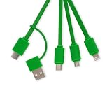 Legami Kabel do wielokrotnego ładowania z awokado z brelokiem, 4 kable ładujące, USB, typ C, Micro-USB, Lightning, adapter USB typu C, kabel powlekany TPE