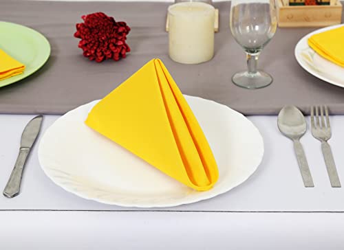 Taran Living Cloth Napkins Set Of 12, Solid Bright Yellow Cloth Dinner Napkins, Soft Washable Table Napkins For Thanksgiving, Christmas Parties Holiday, 18X 18 Bright Yellow #TOP2