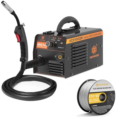 Image of H HZXVOGEN 145A MIG Welder with 030" E71T-GS Welding Wire, 110V/220V Flux Core Welder with Synergy, IGBT Inverter Portable Gasless Welder Equipment Dual Voltage MIG Welding Machine