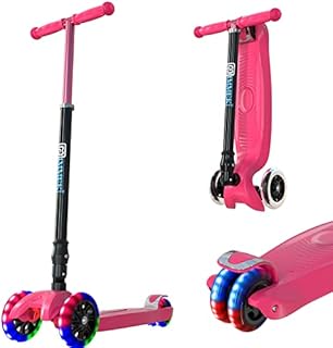 IMMEK 3-Wheels Scooter for Kids and Toddlers Boys and Girls with Flashing LED Wheels, Adjustable Height, Easy Folding System, Anti-Slip Deck Lean to Steer, Best Gifts for Children Age 3-12 Years Old