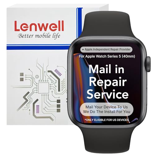 Lenwell Mail-in Repair Service with Original OEM Pull Screen for Apple Watch Series 5 (40MM) Display Digitizer LCD Screen Replacement Touch Assembly A2092 A2094 A2156 with Install Service
