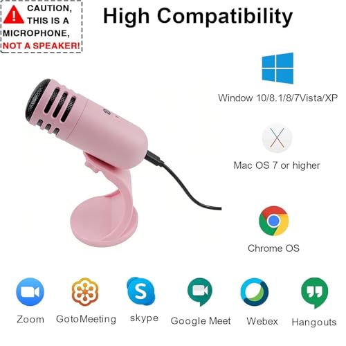 Fyvadio Microphone USB, Microphone pour Jeux vidéo sur PC avec Support, Bouton de Mise en sourdine, Plug and Play, Microphone de Bureau pour podcasts, Chant, Streaming et Youtube - Rose – vue 3