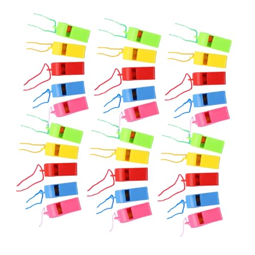BESTonZON 100pcs Multi Use Plastic Whistles for Brightly Colored Training Whistles for Party Favors Sports Events Emergency and School Activities