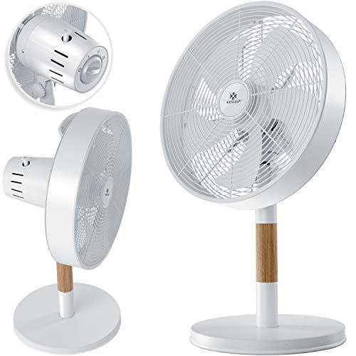 ® - Tischventilator Metall - Holz leise Ventilator mit 3 Geschwindigkeitsstufen - 80° Oszillation - Neigungswinkel 25° - modernes Design |