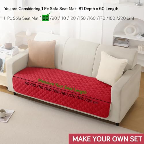 Image of HOKIPO Quilted Waterproof Sofa Cover Mats for 1 /2 /3 Seater Sofa and L Shape. Make Your Own Sofa Cover Set, Mat Length 81(D) x 60(L) cm, Scarlet Red (NEW-AR-4963-W7)
