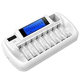 🔋【LCD-Bildschirm】Intelligente / Smart / AAA / AA Batterieladegeräte mit einem LCD-Display zeigt den Ladestatus jeder Batterie mit einem klaren und gut lesbaren Balkendisplay.