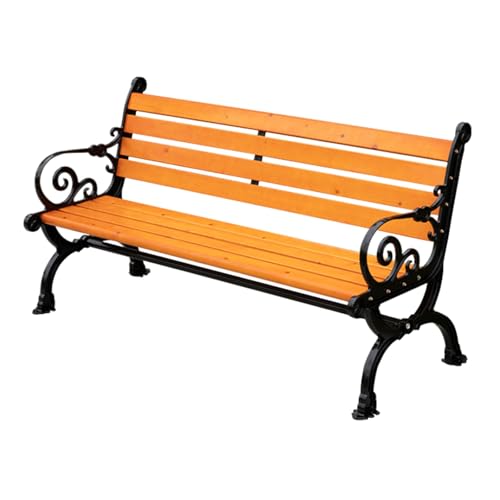 YUNHEST Banco De Parque Hierro Forjado Inoxidable Ocio Exteriores Reposabrazos Respaldo con Diseño