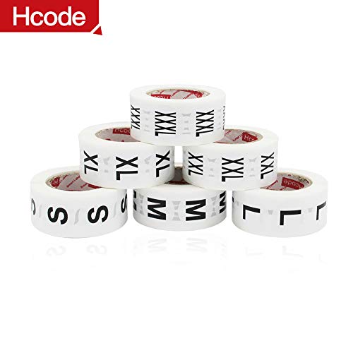 Hcode 1 Inch White Round Retail Clothing Size Label Adhesive Apparel Size Stickers A Set of 6 Rolls S M L XL XXL XXXL Total 3000 Pieces