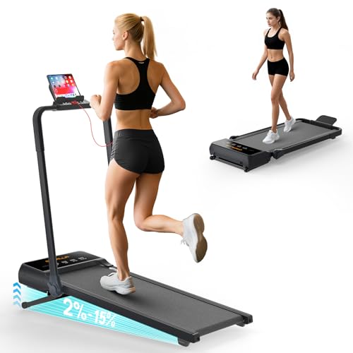 Tapis de Marche Pliable Inclinable - 3.5 CV Tapis de Course Motorise avec Poignées Télécommande Écran LED, Tapis Roulant Sportif...