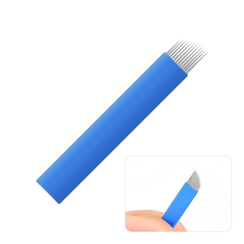 Microblading Needles - 50pcs Blue Microblades for Semi Permanent Makeup