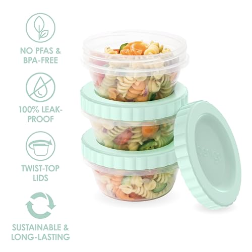 Image of Bentgo Prep - 20 Piece 8 fl oz Leak-Proof Deli Containers with Lids, Food Storage for Meal Prep, Twist-Top, Reusable, PFAS & BPA-Free, Stackable, Microwave, Freezer, & Dishwasher Safe (Honeydew)