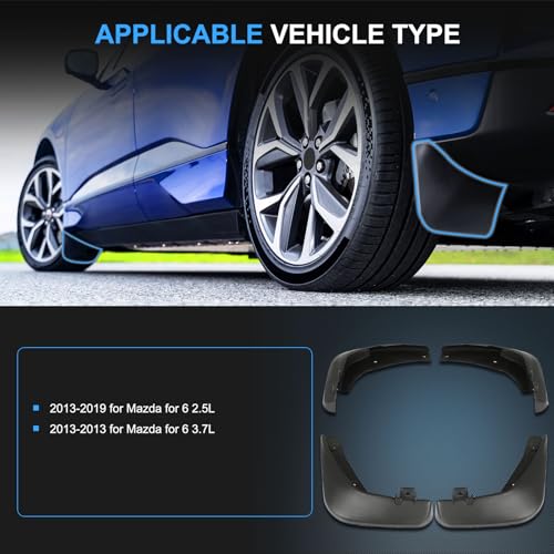 Image of ECCPP Front Rear Splash Guard Mud Flap Set for Mazda 6 2.5L l4 2013 2014 2015 2016 2017 2018 2019,for Mazda 6 3.7L V6 2013