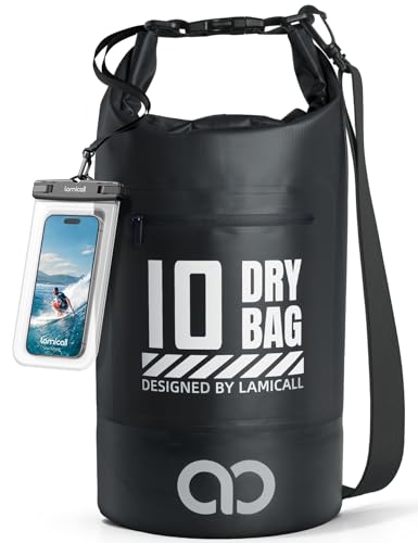 Lamicall Dry Bag, wasserdichte Tasche - [Robust & Kratzfest] 5L/10L/20L/30L/40L Rucksack Wasserdicht Beutel, Waterproof Bag Drybag für Wassersport/Strand/Bootsport, Freie 100% wasserfeste Handyhülle
