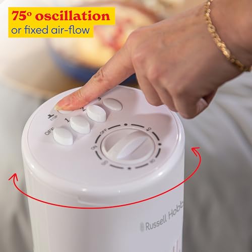 Russell Hobbs 29" Inch, Lightweight, Tower Fan, 3 Speeds, 75° Oscillation, Powerful Airflow, Quiet Operation, Timer, Perfect for Home or Office, White- RHTF2923W - 4