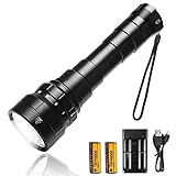 Willcrew DF60 6000 Lumen Dive Lights Professional Scuba Diving Underwater Flashlight, 150M IPX-8 Waterproof Diving Torch Submersible Flashlight with 2 Batteries and Charger