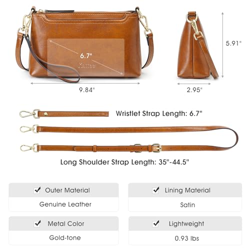 Kattee Leather Crossbody Bags for Women Trendy, Small Shoulder Purses and Handbags, Clutch Wristlet Wallet with 2 Straps3