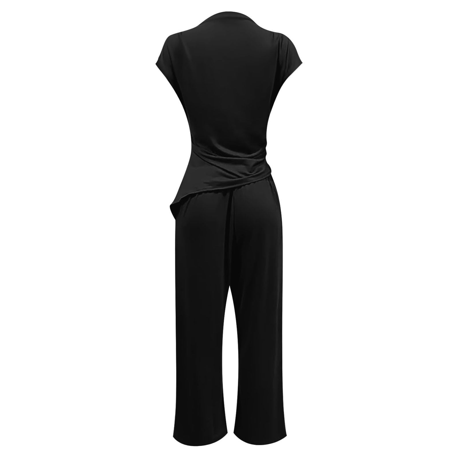 Ensemble Femme Pantalon et Haut, VêTements Femme éTé Ensemble Pantalon et Pantalon DéContracté à Manches Courtes pour IdéAl pour Les Vacances et Le Quotidien