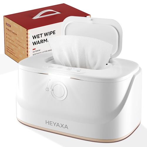Image of HEYAXA Baby Wipe Warmer with Night Light, Large Capacity Wet Wipes Dispenser with 3 Modes of Temperature Heating Control, Fast Warm, Child Lock, Silent Working, Baby Gifts for New Parents in Winter