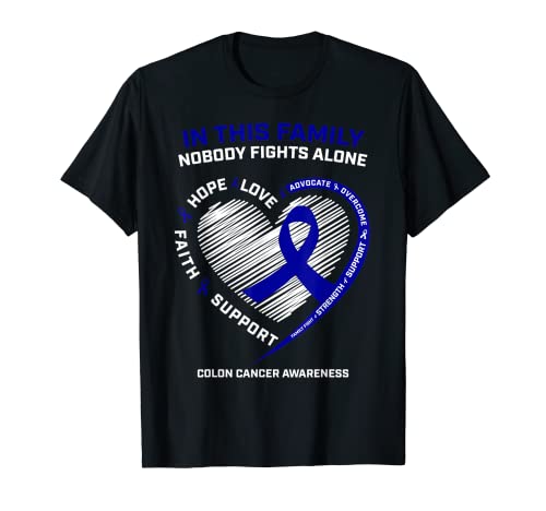 Men Women Kids Nobody Fights Alone Colon Cancer Awareness T-Shirt