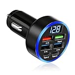 USB C Car Charger Adapter, 50W 6-Port Fast Charging Cigarette Lighter USB Charger with Voltmeter, for iPhone Samsung Android Tablets 12V-24V In Car Charger Multi Device Charging