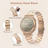 MoKo Metal Watch Band Compatible with Garmin Lily 2/Lily 2 Active, Stainless Steel Sport Strap Quick Release Replacement Wristband with Adjustment Tool for Men Women, Rose Gold
