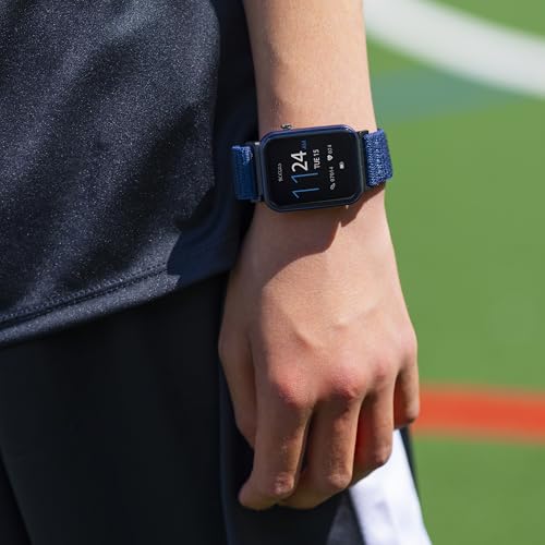 Tikkers Kids Series 13 Montre Intelligente avec Moniteur de Fitness, réveil, Appareil Photo, Connexion GPS, Moniteur de fréquence Cardiaque, Compteur de Pas, écran Tactile, Bracelet Riptape Bleu – Image 5