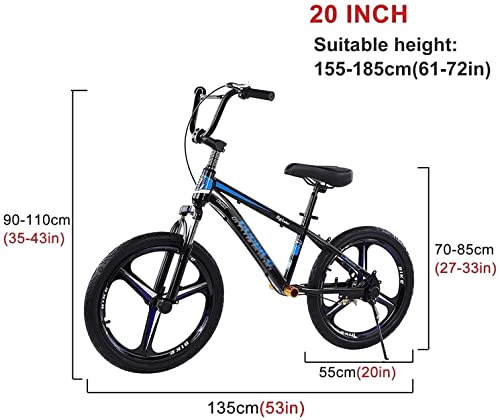 Big Kid/Adult Black Balance Bike With Front Handbrake,16Inch/ 20 Inch Tire Wheel,Portable Steel Frame Training Bicycle (Color : Blue, Size : 20Inch) #TOP1