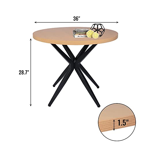 36" Round Dining Table, Modern Kitchen Table For 2-4 Persons, 1.5" Thickness Tabletop W/Solid Metal Legs, Coffee Table For Cafe/Bar Kitchen Dining Office, Easy-Assembly #TOP2