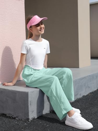 Image of SANGTREE Girls & Woman Wide Leg Pants Lightweight Casual Elastic High Waist Straight Leg Loose Trousers,4 Years - Woman 2XL
