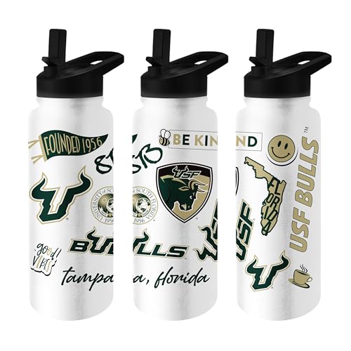 Image of Logo Brands NCAA Native 34 oz Quencher Water Bottle - | Local Icons Design | Double-Wall Insulated| Leak-Proof Lid & Built-In Straw