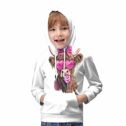 Sweat à capuche enfant imprimé vache 3D chaud et confortable avec poche - 5