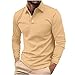 prime of day deals today 2024 Long Sleeve Shirts for Men 2024 Fashion Button Down Golf Shirts Causal Solid Henley Sweatshirts Athletic Pullover prime of day deals today 2024 men Khaki XL