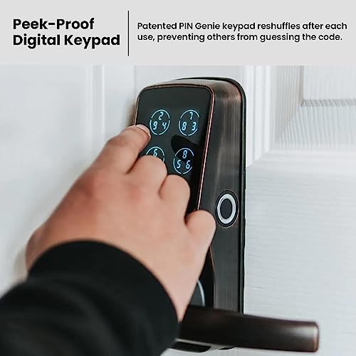 Lockly Secure Plus, Bluetooth Smart Lock, Keyless Entry Door Lock, Pin Genie® Keypad, 3D Biometric Fingerprint Sensor, Auto Lock - Venetian Bronze (Pgd628Fvb) - Latch Edition #TOP2