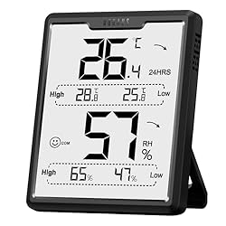 DOQAUS Termómetro habitación higrómetro, Medidor d...: [Alta precisión y actualización rápida]: DOQAUS Termómetro Higrómetro Digital sensor de humedad de temperatura inteligente incorporado, el termómetro de habitación interior tiene una alta precisión de ±2%~3% RH y ±2°F. Disfrute de datos precisos del ...