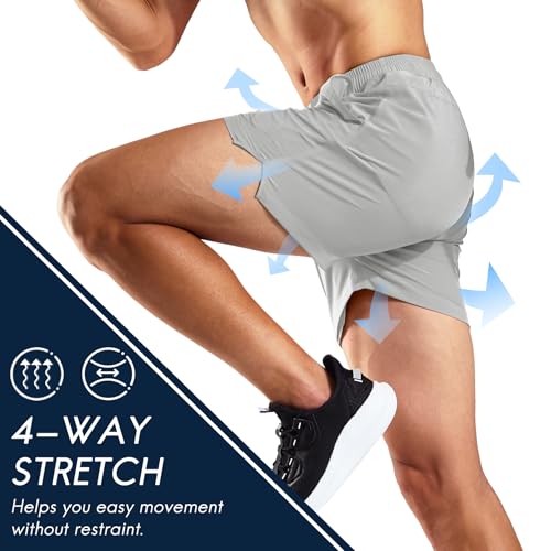 Image of Haimont 5 Inch Mens Dry Fit Running Athletic Shorts with Pockets, Water Resistant Lightweight Gym Workout Exercise Shorts