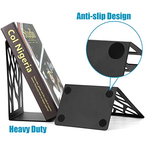 Black Metal Bookends, 3 Pairs Book Ends For Shelves, Book Stopper For Family, Office And School, Heavy Duty Book End, 4.7 X 3.6 X 7 Inch #TOP3
