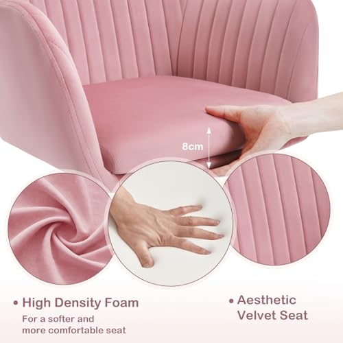 WOLTU Bureaustoel, ergonomisch, thuiskantoorstoel, in hoogte verstelbaar, make-upstoel met armleuningen, draaistoel met wieltjes, fluwelen stoel, metalen frame, 150 kg belastbaar, #3578 - Afbeelding 6