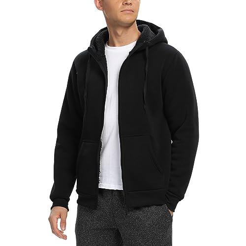 Image of Hoodies for Men,Zip Up Fleece Sherpa Lined Jackets Ultra Soft hooded Sweatshirt with Pockets