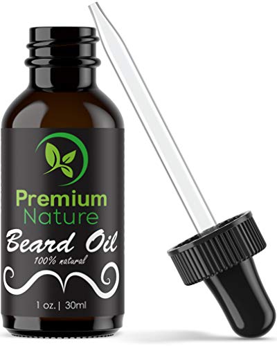 Beard Oil Growth for Men - 100% Natural Beard Softener Conditioner Beard Care Grow Premium Leave In Moisturizer Balm with Jojoba Argan Essential Oil Softens & Strengthens Beards Mustaches 1 oz