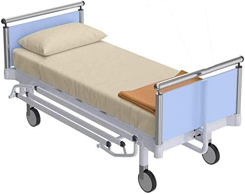 Hospital Bed Fitted Sheet with One Pillow Cover, Soft and Comfy 100% Cotton, 400 Thread Count, Standard Size 36x80x6 Inch, Ivory Solid