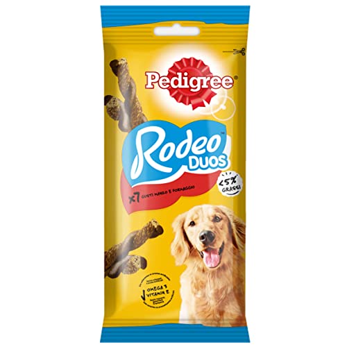 Pedigree Rodeo Duos al Manzo e Formaggio, 10 Confezioni da 7 Snack ciascuna (70 bastoncini)