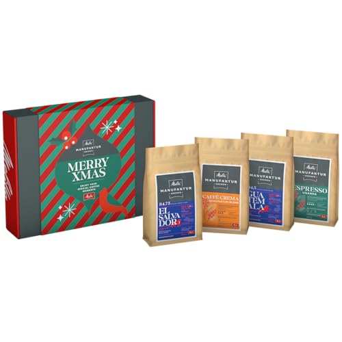 Melitta Kaffee Weihnachts-Geschenkbox - 4 Spezialitätenkaffees, ganze Bohnen, handgeröstet, Geschenkidee zu Weihnachten