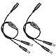 2er-Pack 1-auf-2-Wege-DC-Stromverteilerkabel, 1 Buchse auf 2 Stecker, schwarzer DC-Stromausgang, Y-Adapterkabel mit Hohlstecker 5,5 mm x 2,1 mm für CCTV-Kameras, LED-Lichtstreifen und mehr