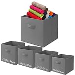 A406 Fabric Foldable Square Canvas Storage Box Collapsible Folding Box Cubes Kids Toys Drawer (Large (30x30x30cm), Grey)