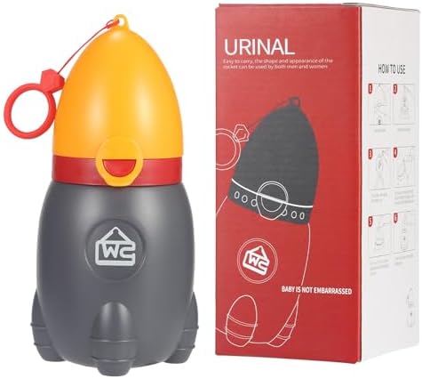 ONEDONE Portable Urinal for Kids Rocket Pee Bottle for Kids Emergency Toilet Urinal for Toddlers Boys Girls 12.5 OZ Small Pee Cup for Kids Camping Car Travel Potty Training Baby Urinal Orange — view 7